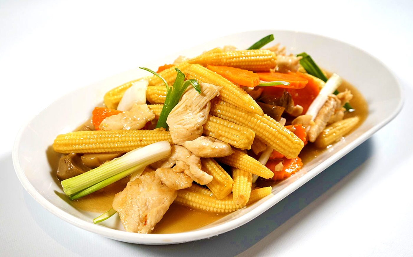 Order 60. Sauteed Baby Corn food online from Thai Chef 2 store, San Francisco on bringmethat.com