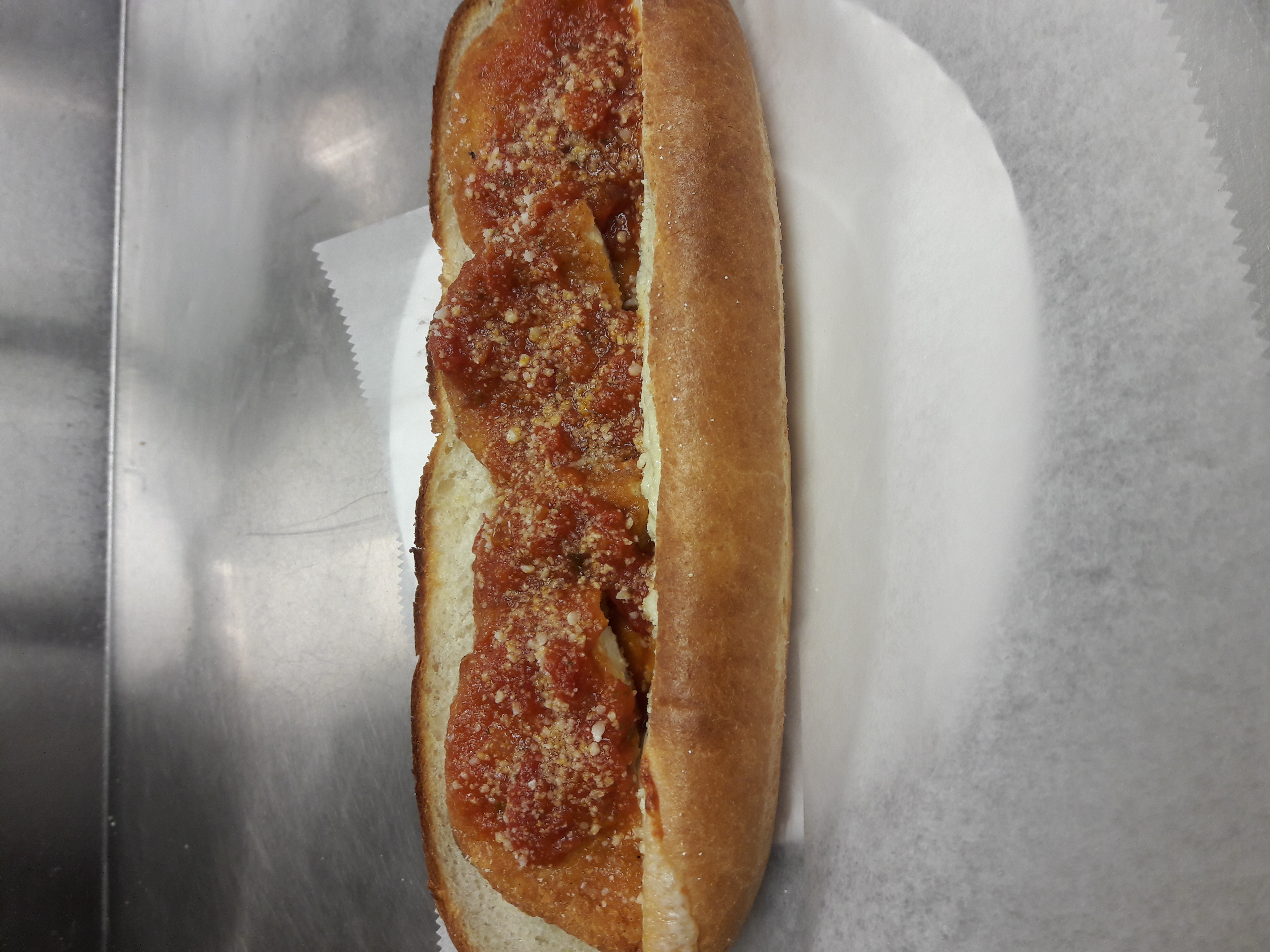 Order Chicken Parmesan Hot Sub food online from D&D Pizza & Subs store, Watertown on bringmethat.com