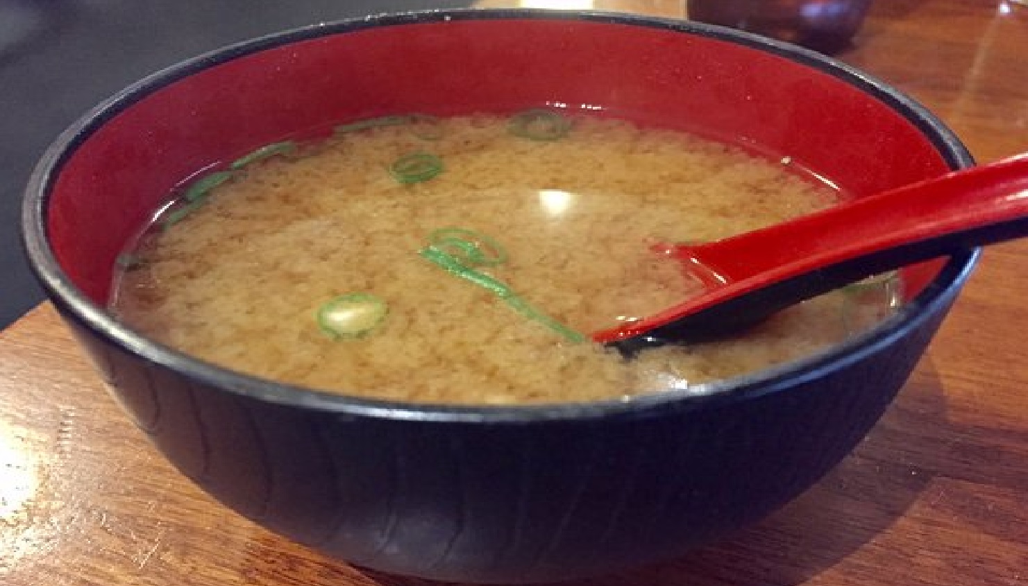 Order Miso Soup (small) food online from Kaze Sushi & Hibachi store, Mesquite on bringmethat.com
