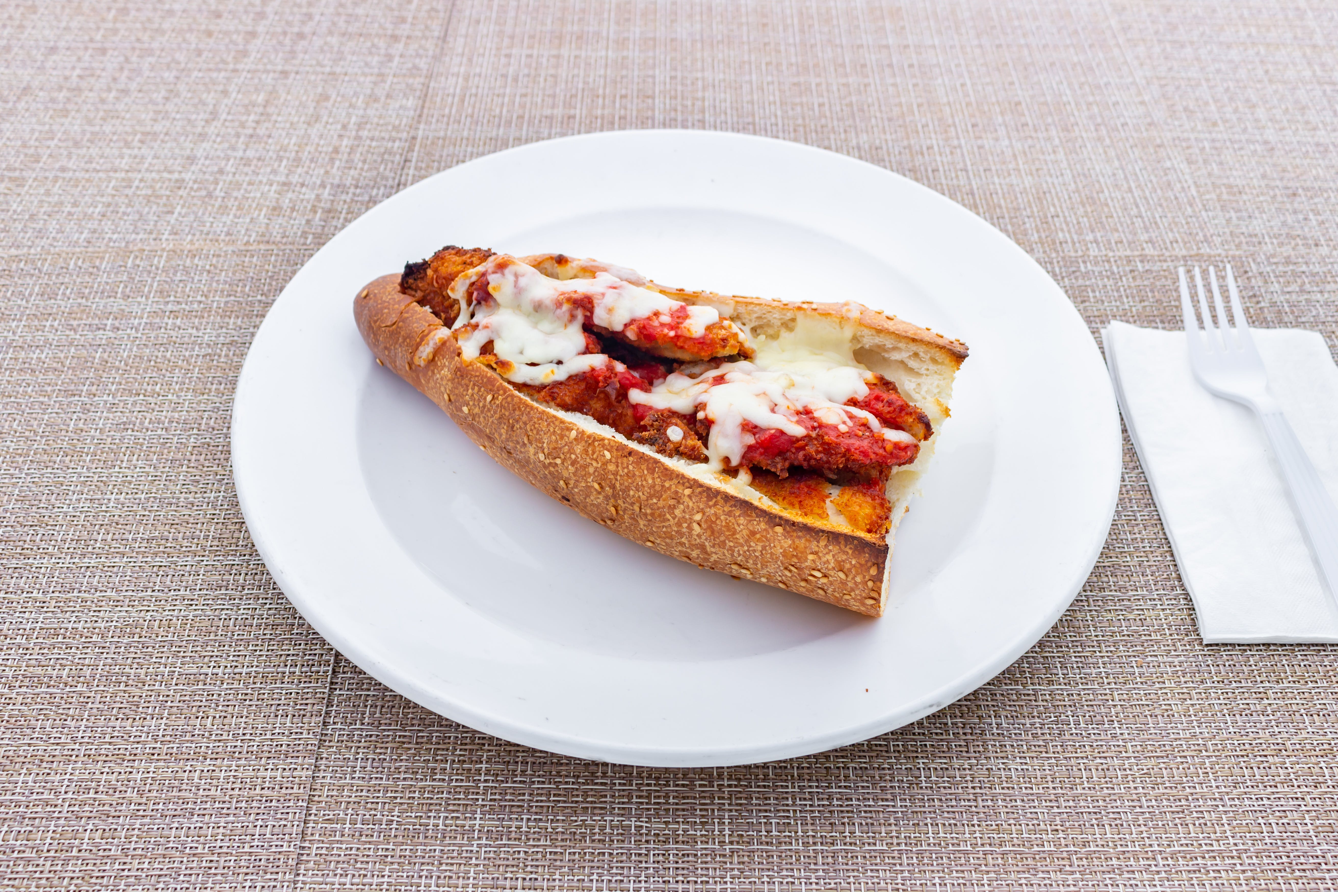 Order Chicken Parm Sandwich - Small food online from Ralphy's Pizza And Restaurant store, Paramus on bringmethat.com