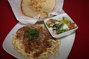 Order  Spaghetti with Keftethes food online from Zorbas Fine Greek Cuisine store, Albuquerque on bringmethat.com