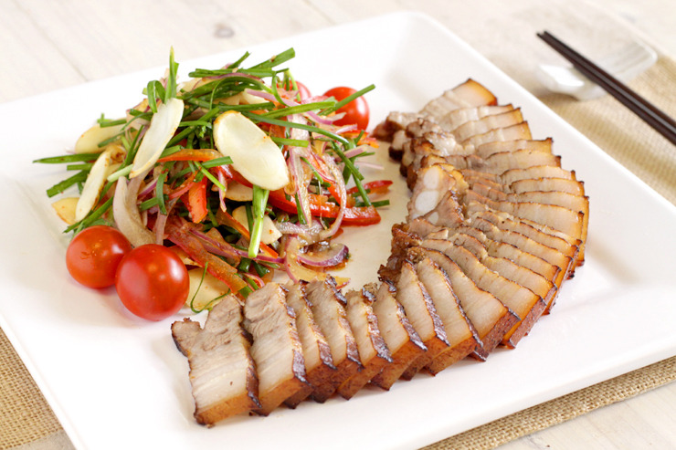 Order Roasted Pork Belly   (통삼겹살 구이 & 부추무침) food online from Cafe Patio store, Fullerton on bringmethat.com