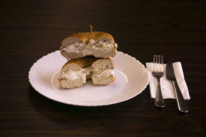 Order Bagel with Cream Cheese & Bacon food online from Judys Cafe store, San Diego on bringmethat.com