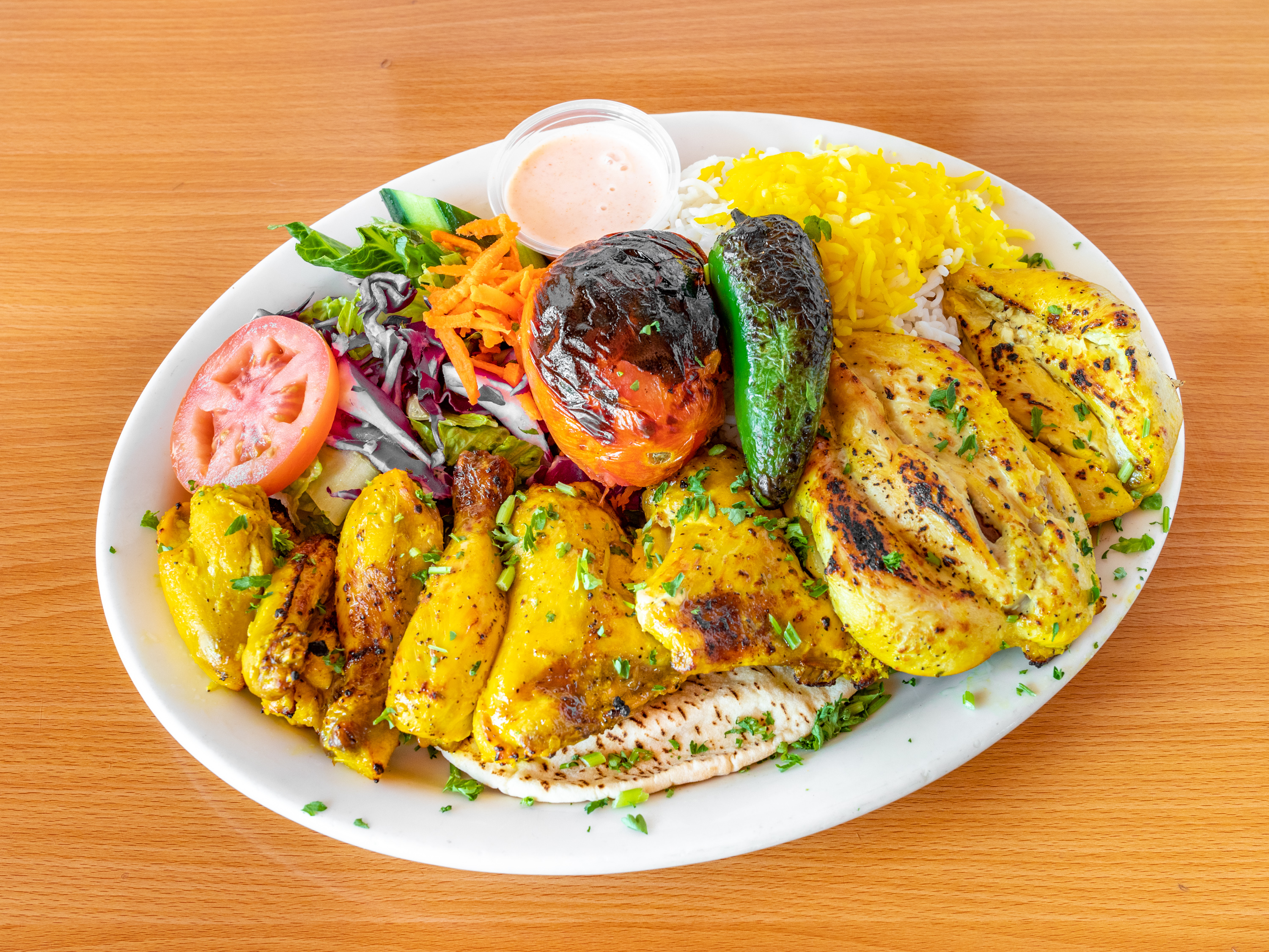Order Cornish Game Hen Kabob Lunch Special food online from Fanoos Grill store, Torrance on bringmethat.com