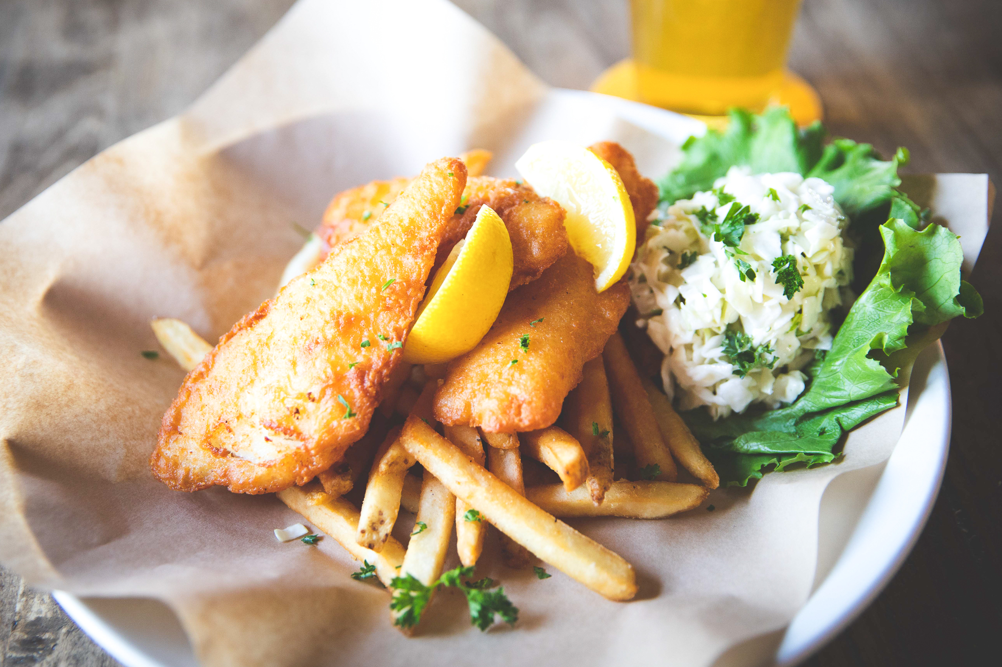 Order Fish and Chips food online from Karl Strauss Brewing Company store, Carlsbad on bringmethat.com