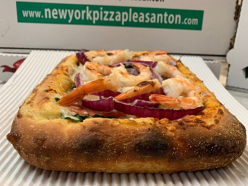 Order Shrimp Lovers Pizza - Individual 10'' food online from New York Pizza store, Pleasanton on bringmethat.com