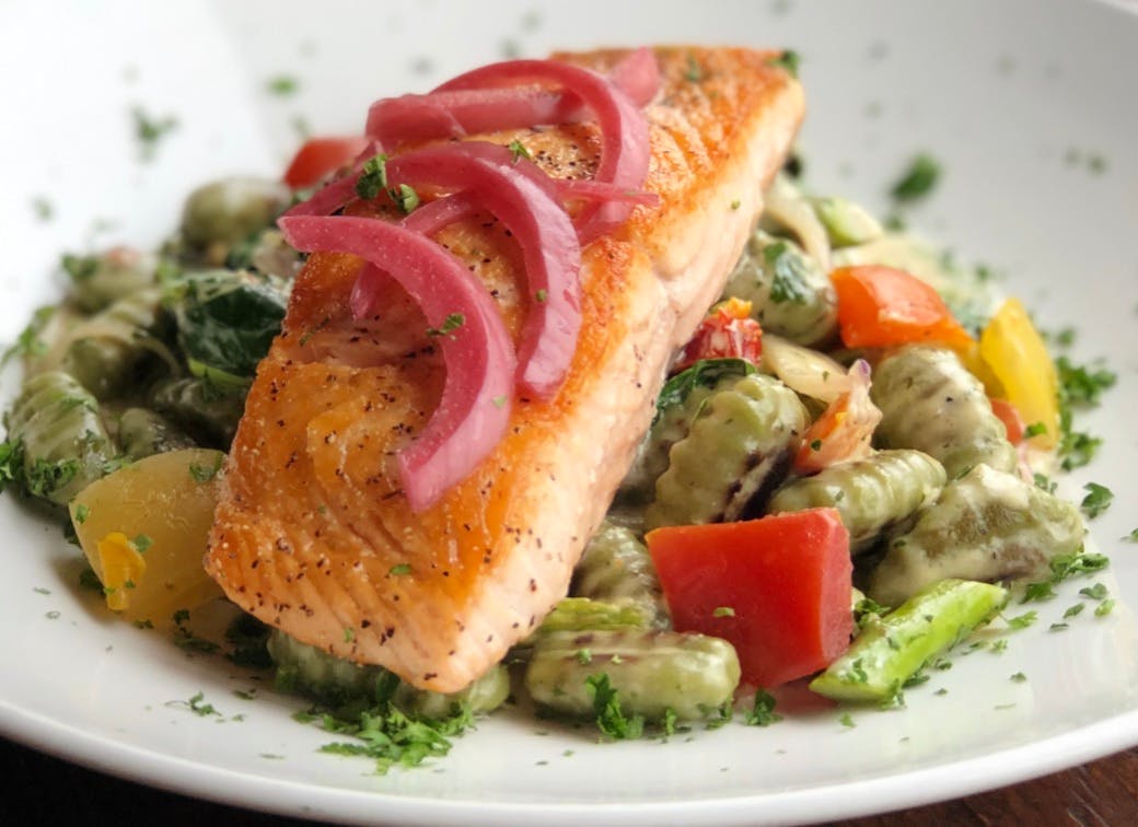 Order Wood Roasted Salmon - Entree food online from Pluck'd By Dirk Flanigan store, Chicago on bringmethat.com