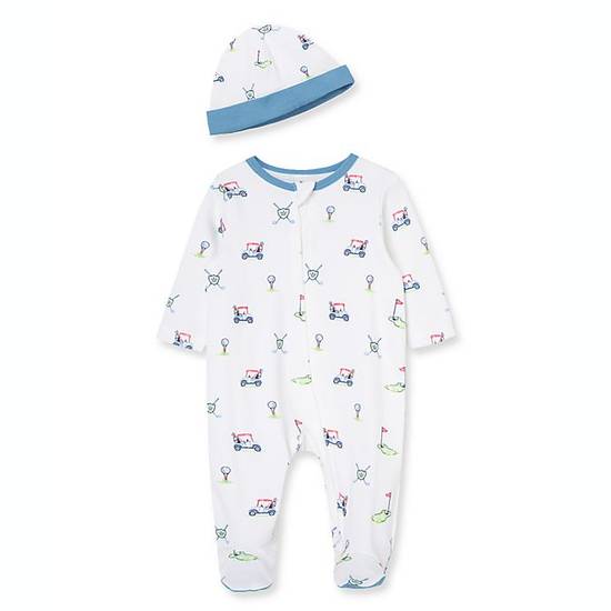 Order Little Me® Size 9M 2-Piece Golf Club Footie and Hat Set food online from Bed Bath & Beyond store, Lancaster on bringmethat.com