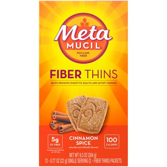 Order Metamucil Fiber Thins Dietary Fiber Supplement Powdered Drink Cinnamon Spice Packets (12 ct) food online from Rite Aid store, Cortland on bringmethat.com