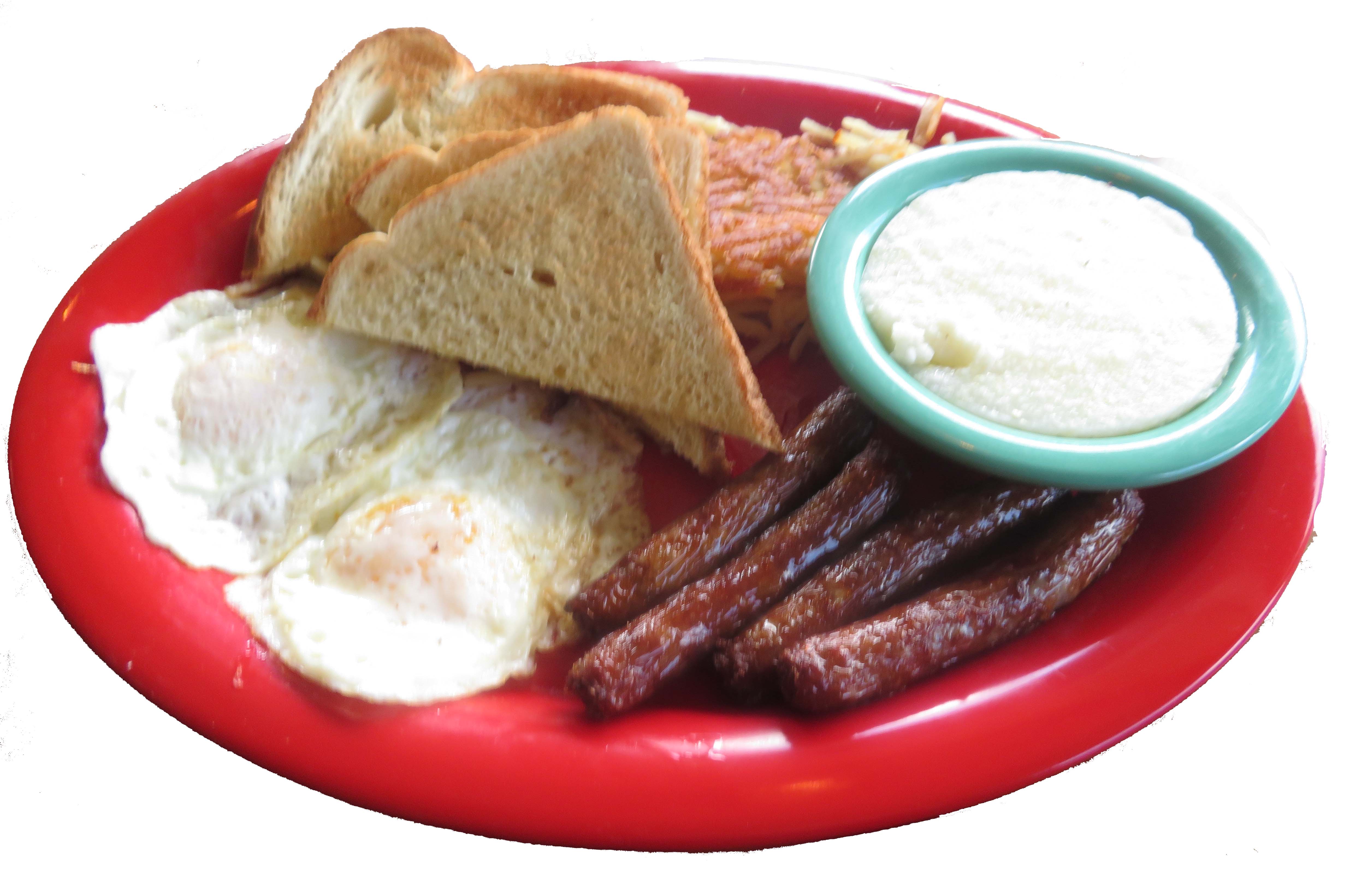 Order 2 Eggs Plate with 4 Sausage Links food online from Carolina's Diner store, Greensboro on bringmethat.com