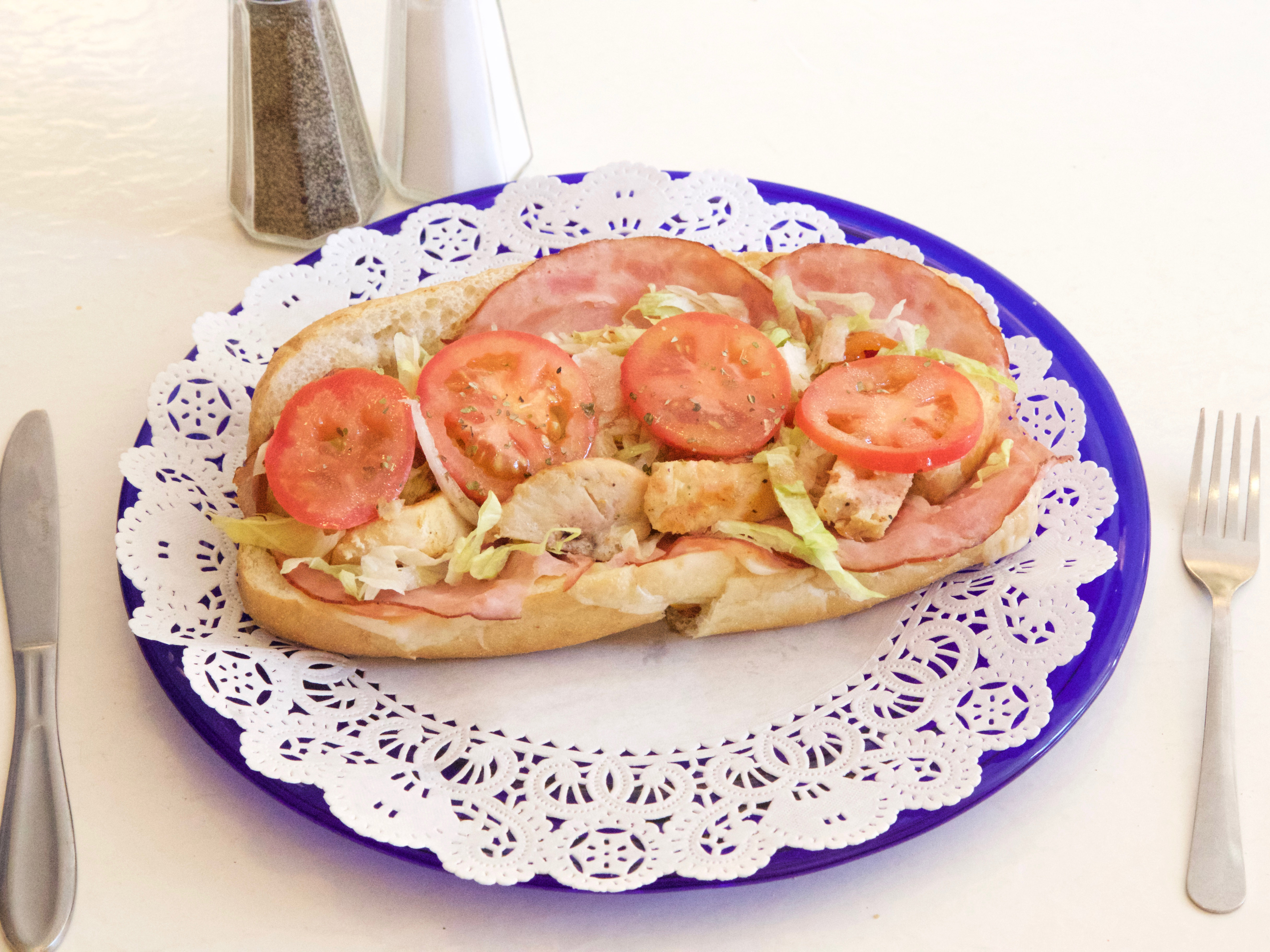 Order Roasted Chicken Filet and Ham Club Sub food online from Beauty's Pizza Catering store, Cambridge on bringmethat.com