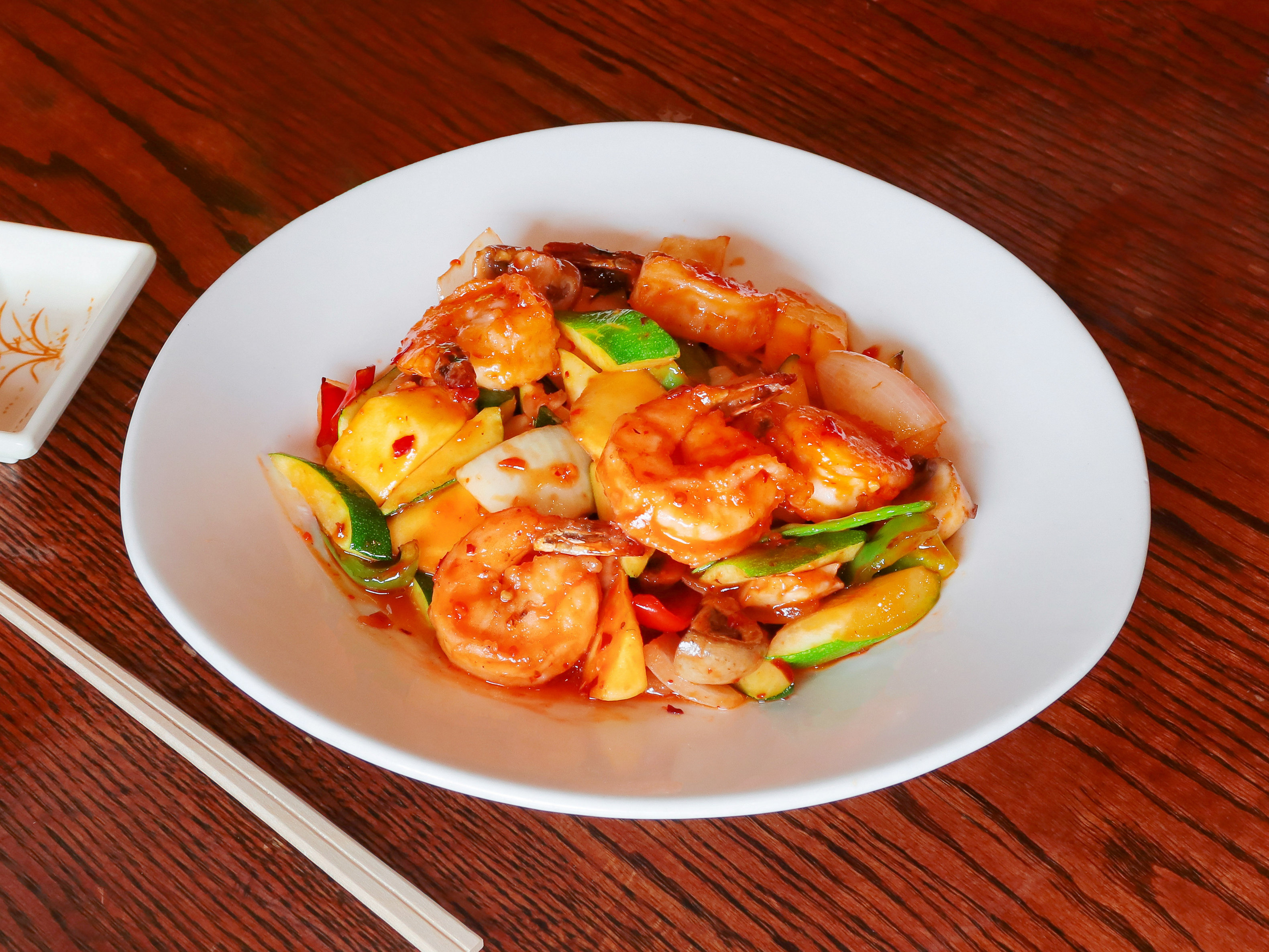 Order S18. Mango Shrimp food online from Liu House Asian Restaurant store, Allentown on bringmethat.com