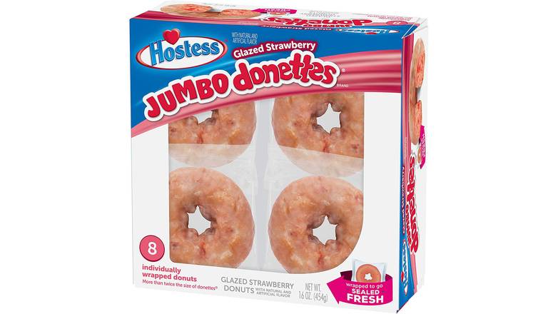 Order Hostess Glazed Strawberry Jumbo Donettes food online from Anderson Convenience Markets #140 store, Omaha on bringmethat.com