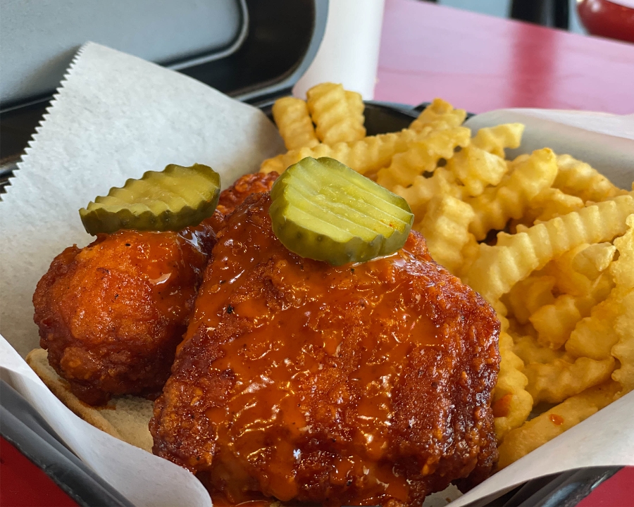 Order 2 Piece Nashville Hot Chicken Plate food online from Lucky Wishbone store, Tucson on bringmethat.com