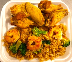 Order 6pc wing with shrimp fried rice food online from Moons Wings & Seafood store, Macon on bringmethat.com
