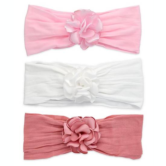 Order Khristie® 3-Pack Silky Flower Headbands in Pink/White food online from Bed Bath & Beyond store, Lancaster on bringmethat.com