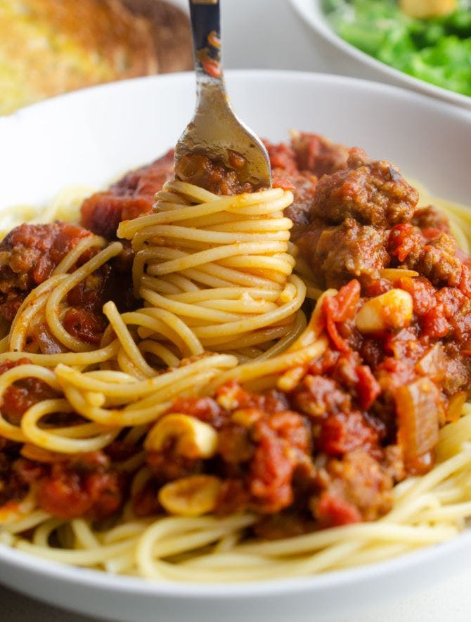 Order Pasta with Meat Sauce - Pasta food online from Lunetta pizza store, New York on bringmethat.com