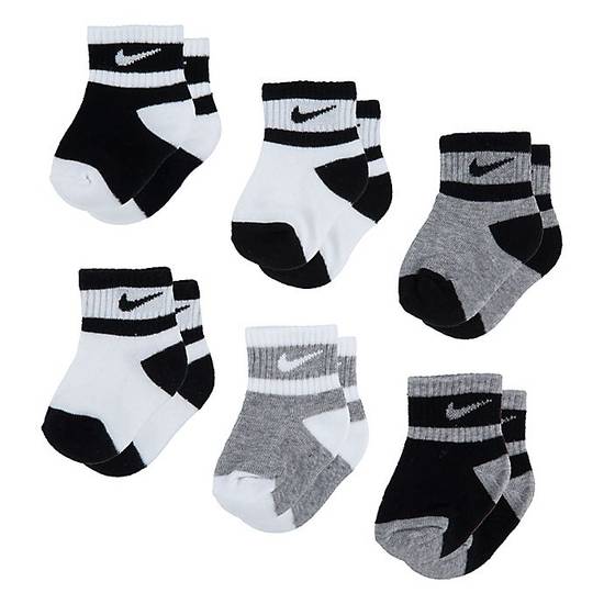Order Nike® Size 6-12M 6-Pack Swoosh Socks in Black/White/Grey food online from Bed Bath & Beyond store, Lancaster on bringmethat.com