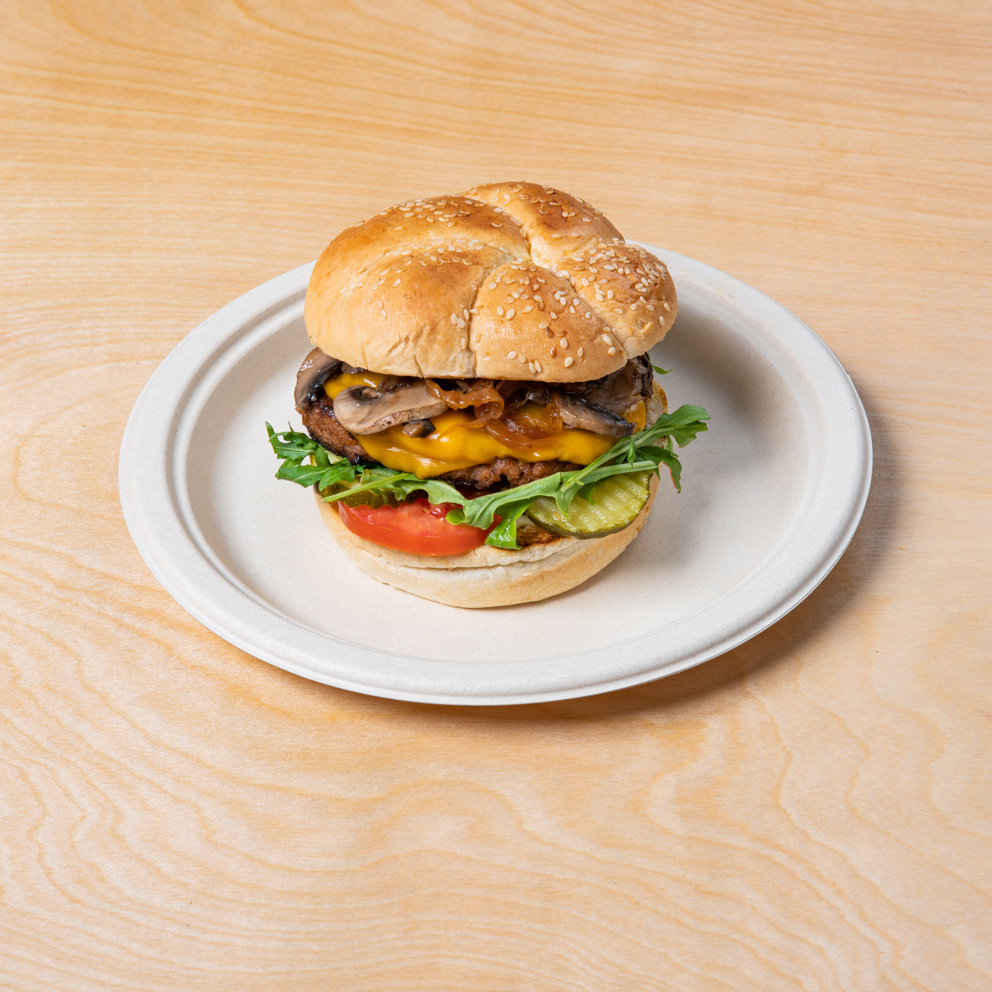 Order Vegan Char Burger food online from Green Tomato Grill store, Brea on bringmethat.com