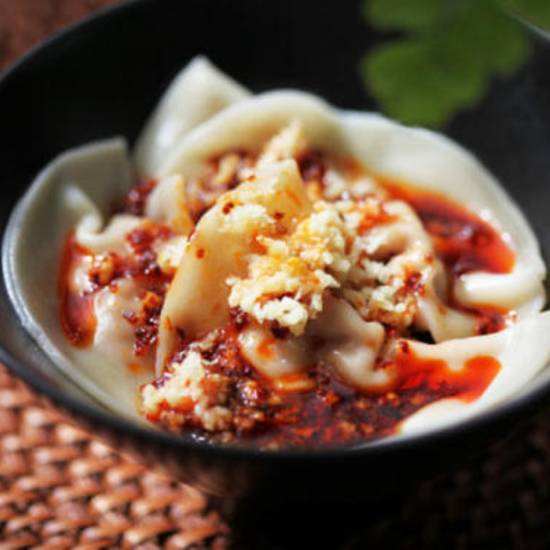 Order Pork Dumplings in Chili Oil钟水饺 food online from Chuanyu Fusion store, Oklahoma City on bringmethat.com
