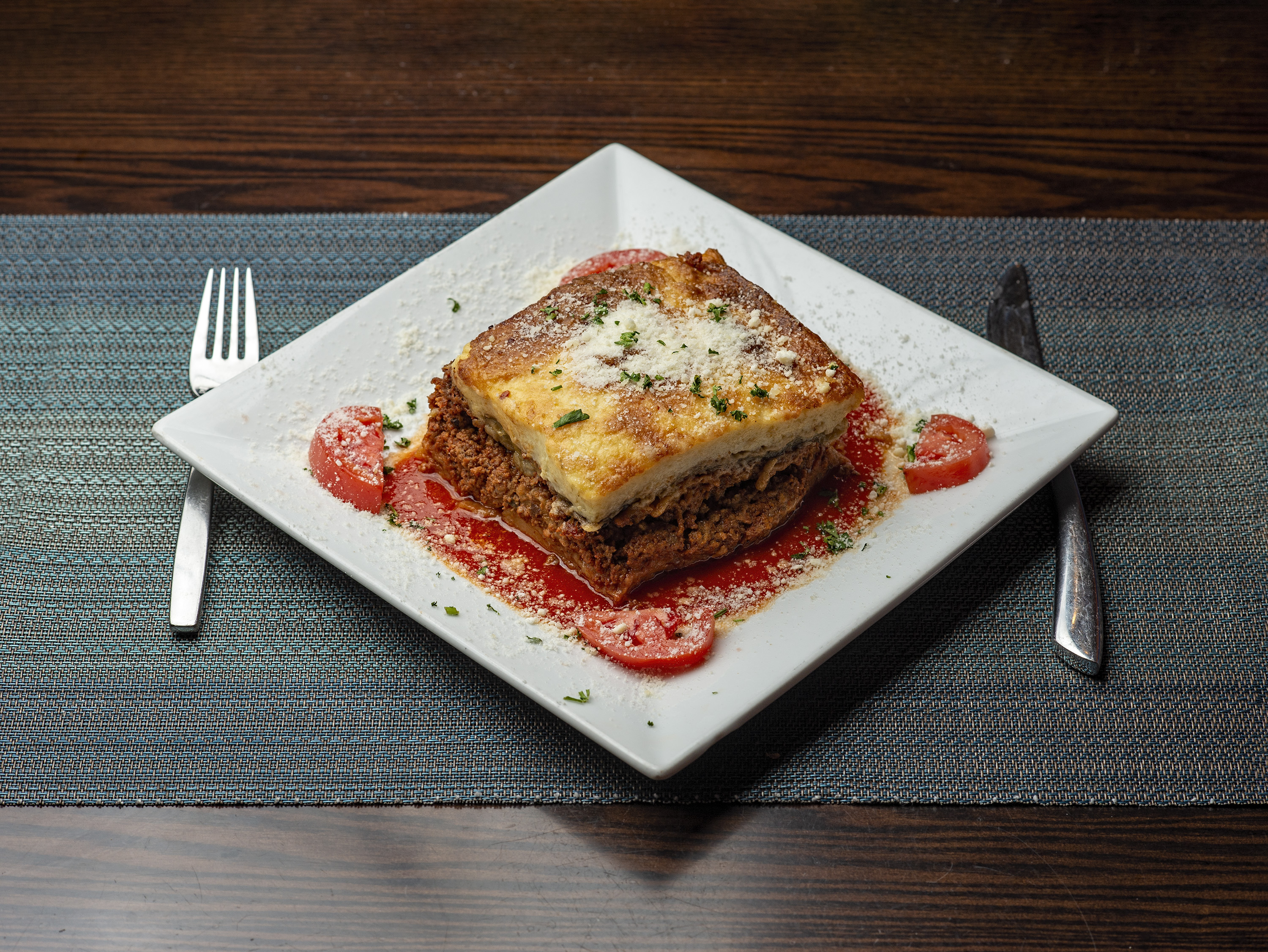 Order Moussaka Platter food online from It's Greek to Me store, Lubbock on bringmethat.com
