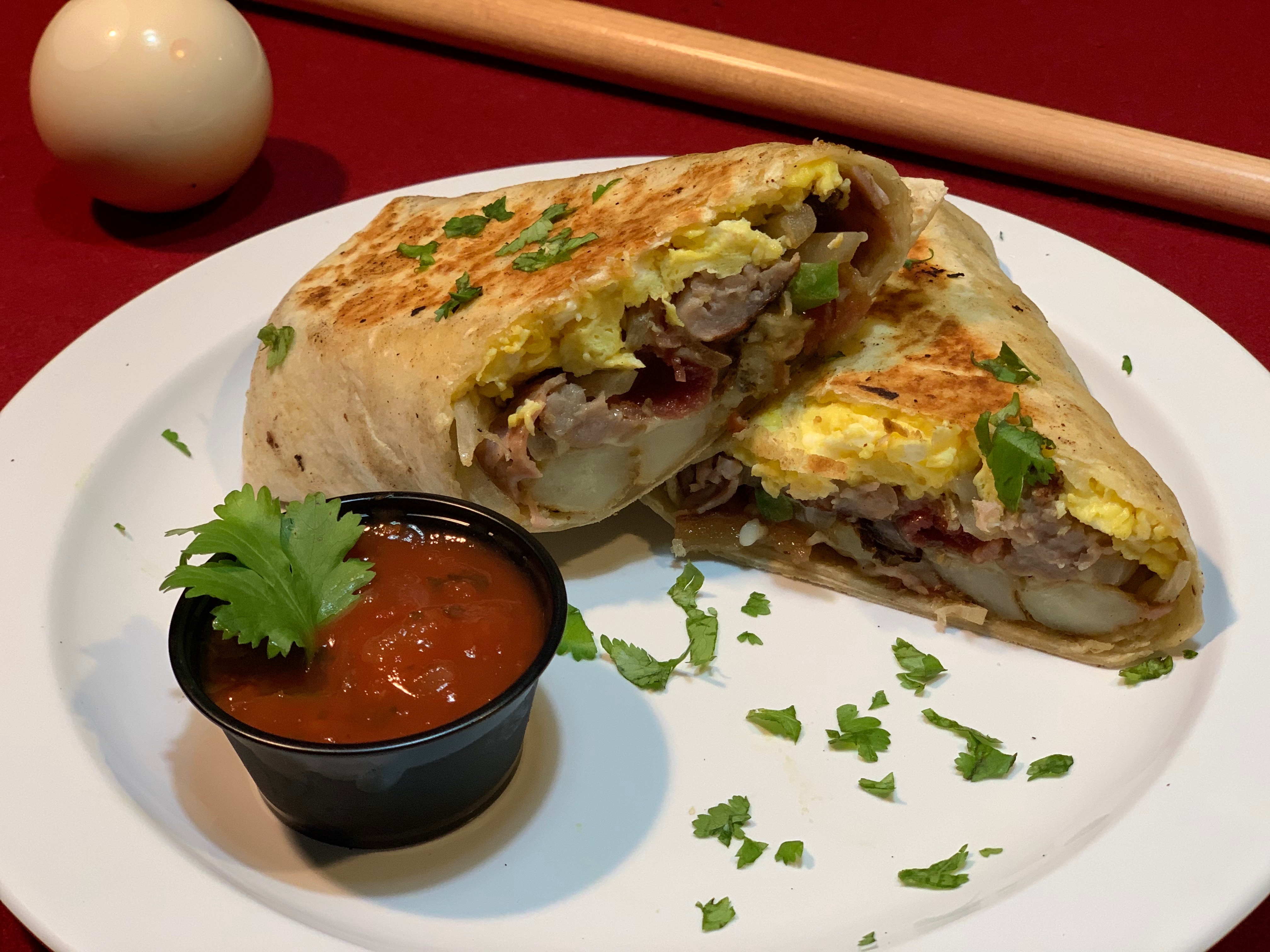 Order Breakfast Burrito food online from Rebel Yell Bar & Steakhouse store, West Covina on bringmethat.com