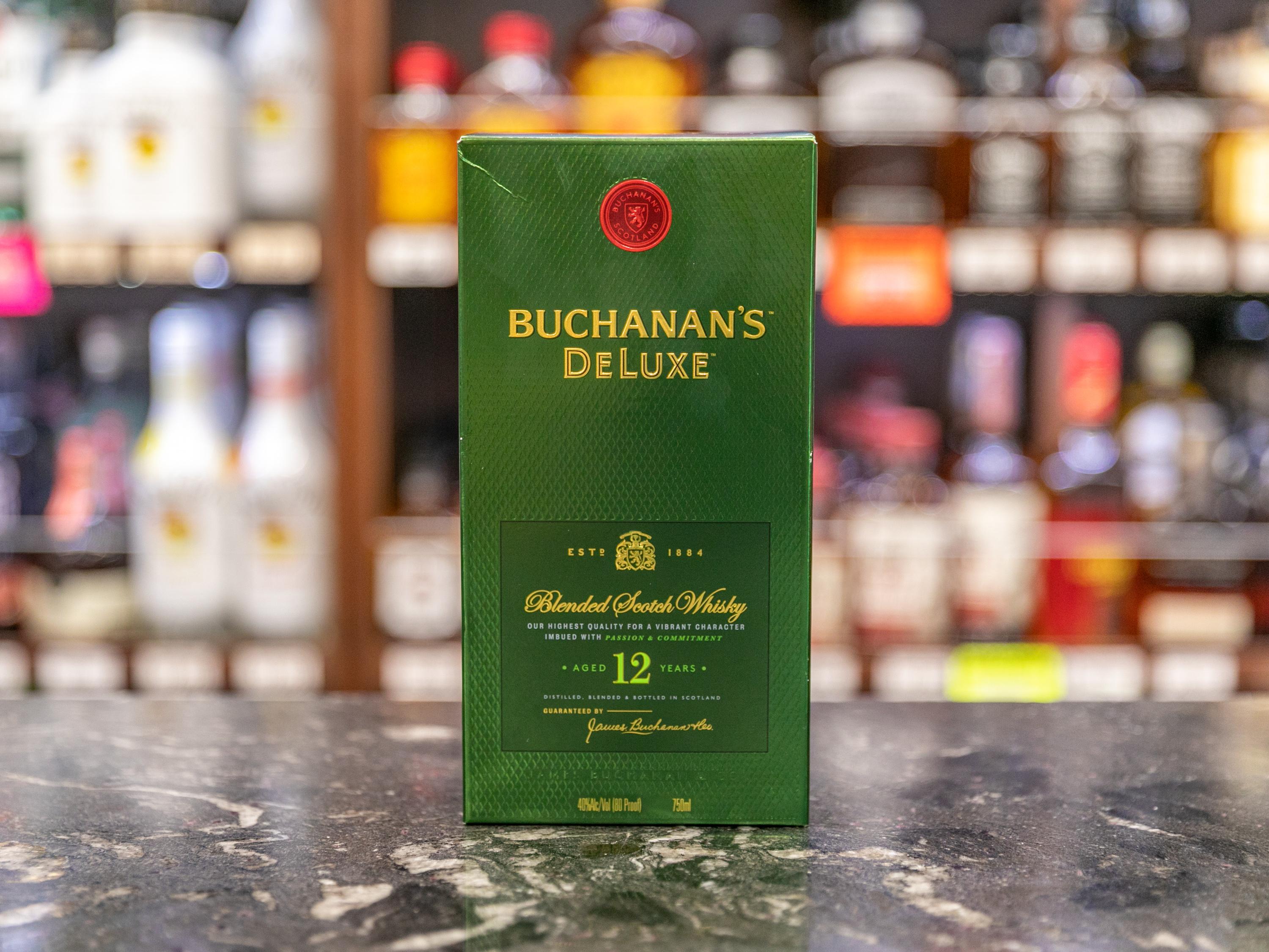 Order Buchanan's 12 Year Scotch Bottle 750 ml. food online from Hilltop Liquor store, San Diego on bringmethat.com