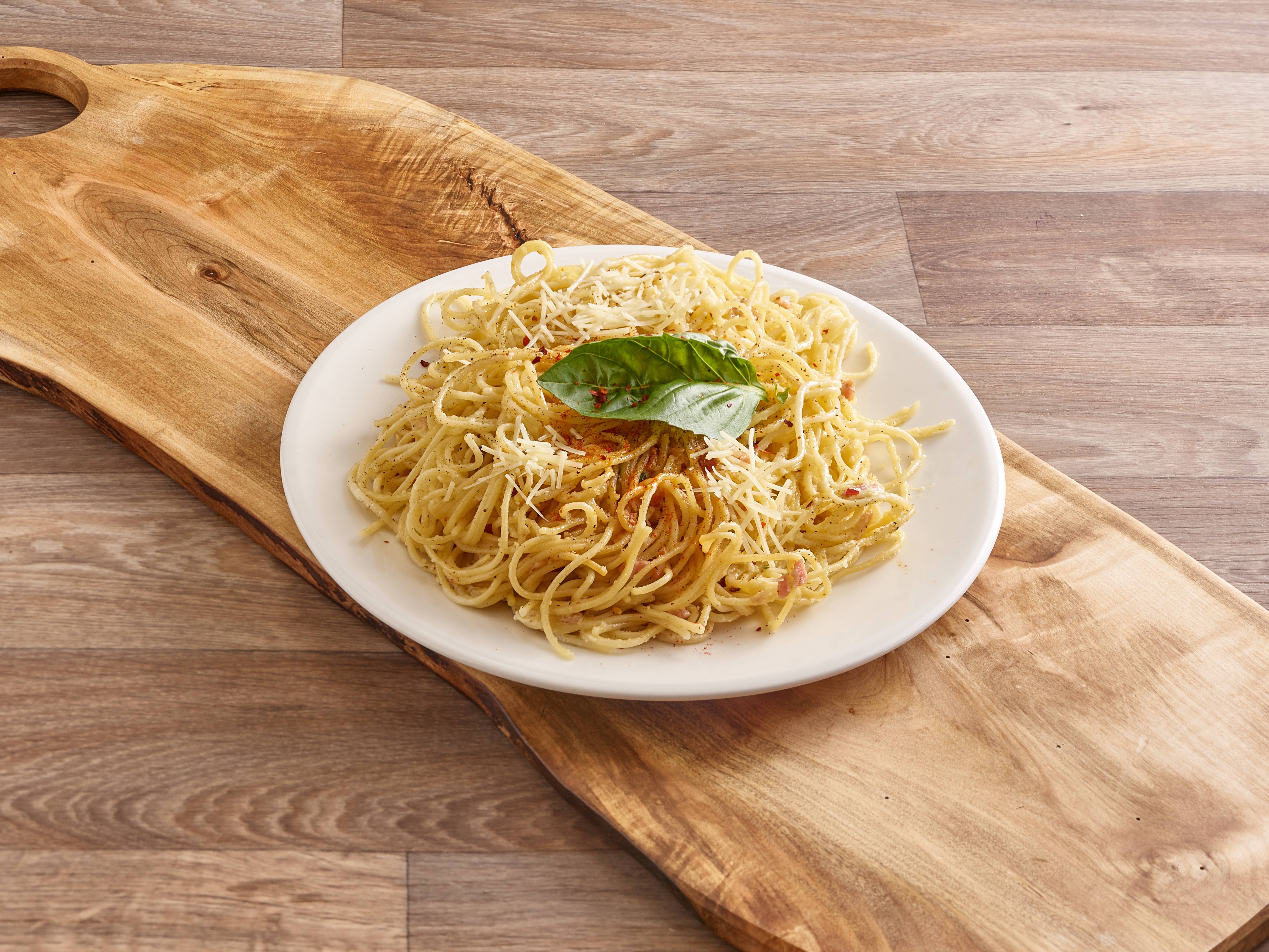 Order Spaghetti Carbonara food online from A Bellagio store, Campbell on bringmethat.com