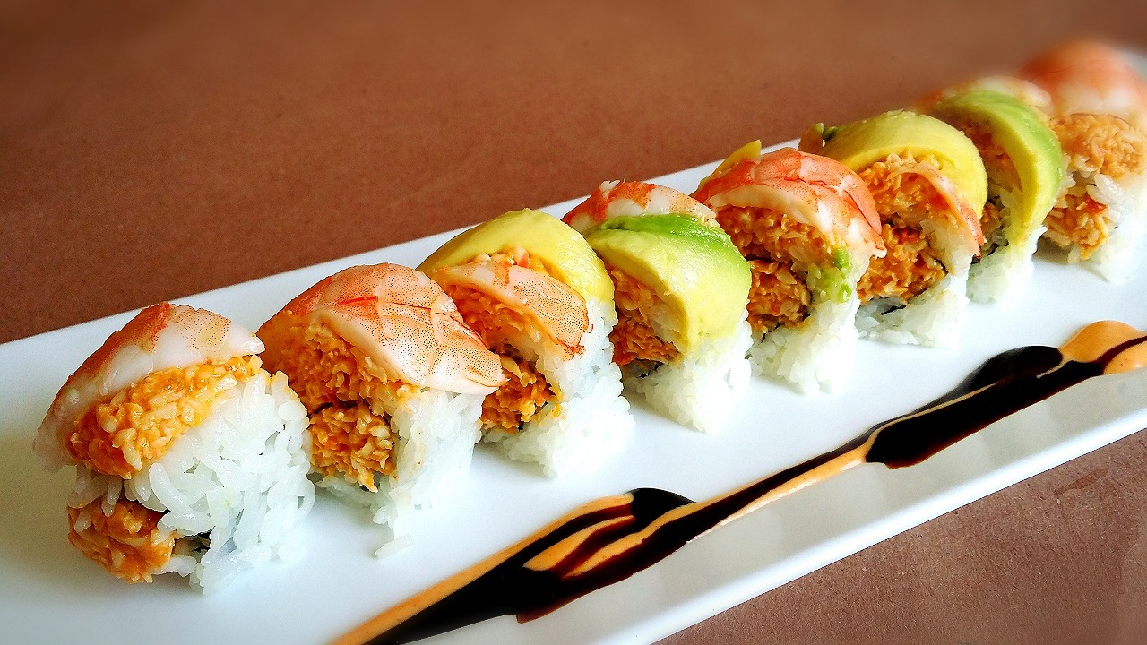 Order TR6. Monster Roll food online from Hoshi Sushi store, Fullerton on bringmethat.com