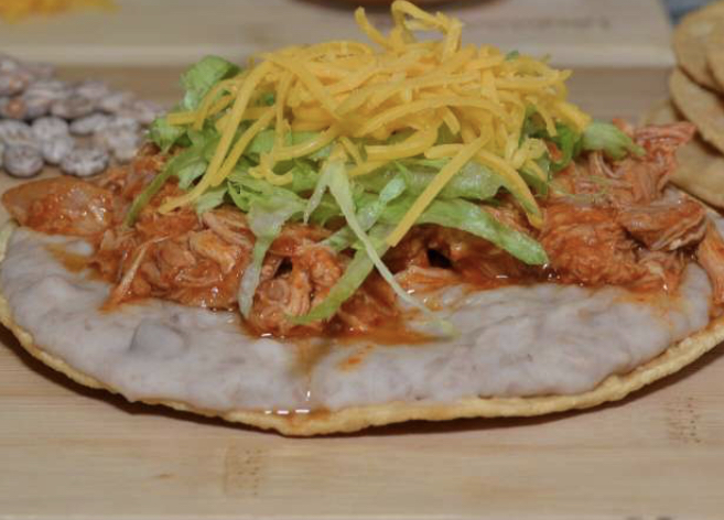 Order Chicken Tostada  food online from Federico Mexican Food store, Albuquerque on bringmethat.com