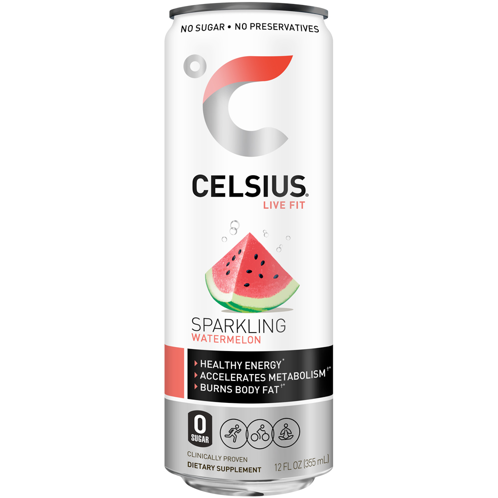 Order Celsius Live Fit, Sparkling Watermelon - 12 oz food online from Bartell store, Edmonds on bringmethat.com