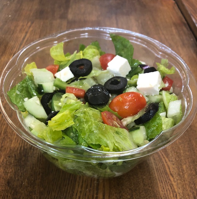 Order Greek Salad - romaine, green peppers, tomato, feta, black olives, cucumber food online from Bread Brothers Bagel Cafe store, Brooklyn on bringmethat.com