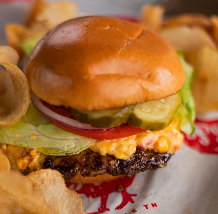 Order Pimento Cheese Smashburger food online from Party Fowl store, Franklin on bringmethat.com