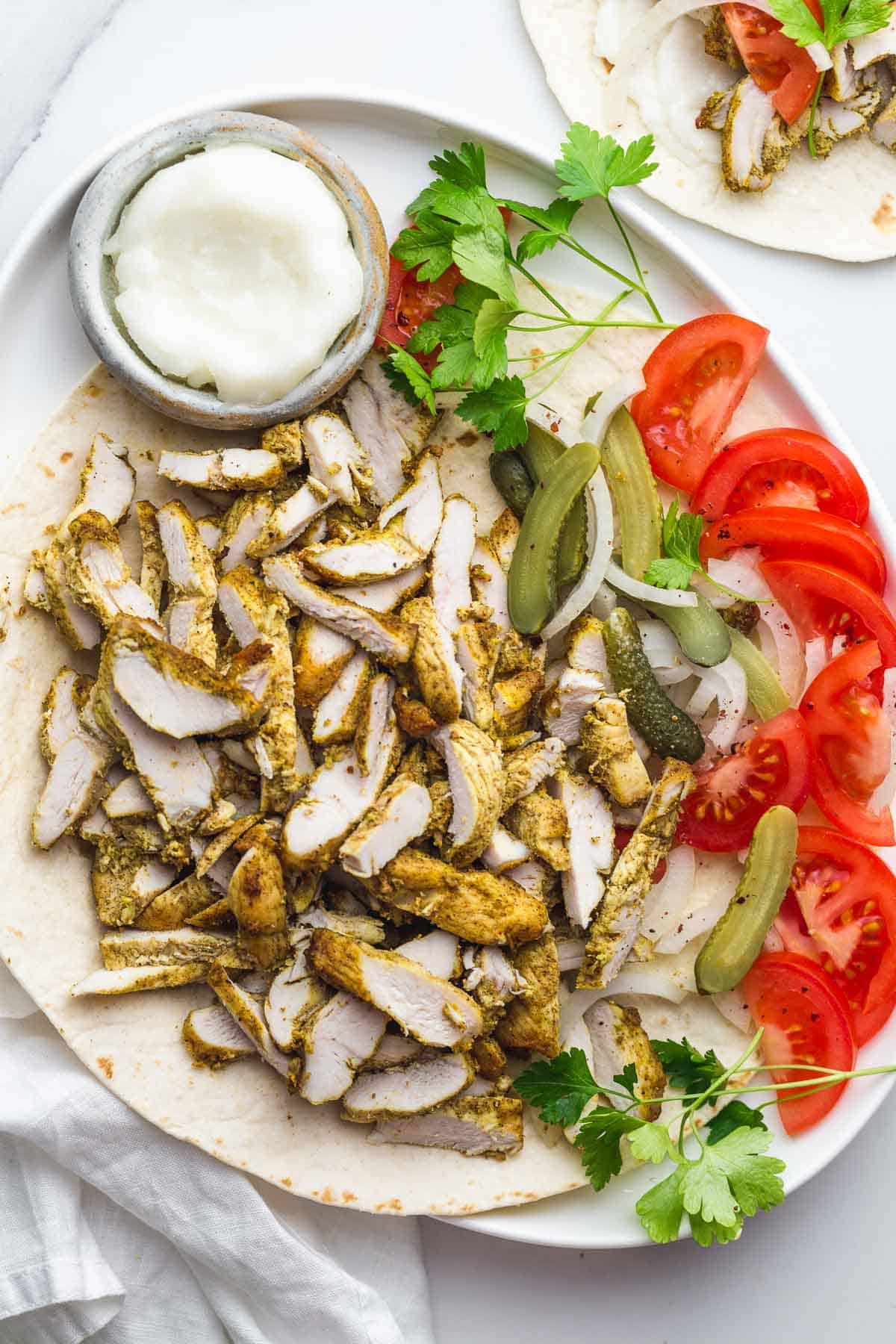 Order Chicken Shawarma Plate food online from Nour Cafe store, Revere on bringmethat.com