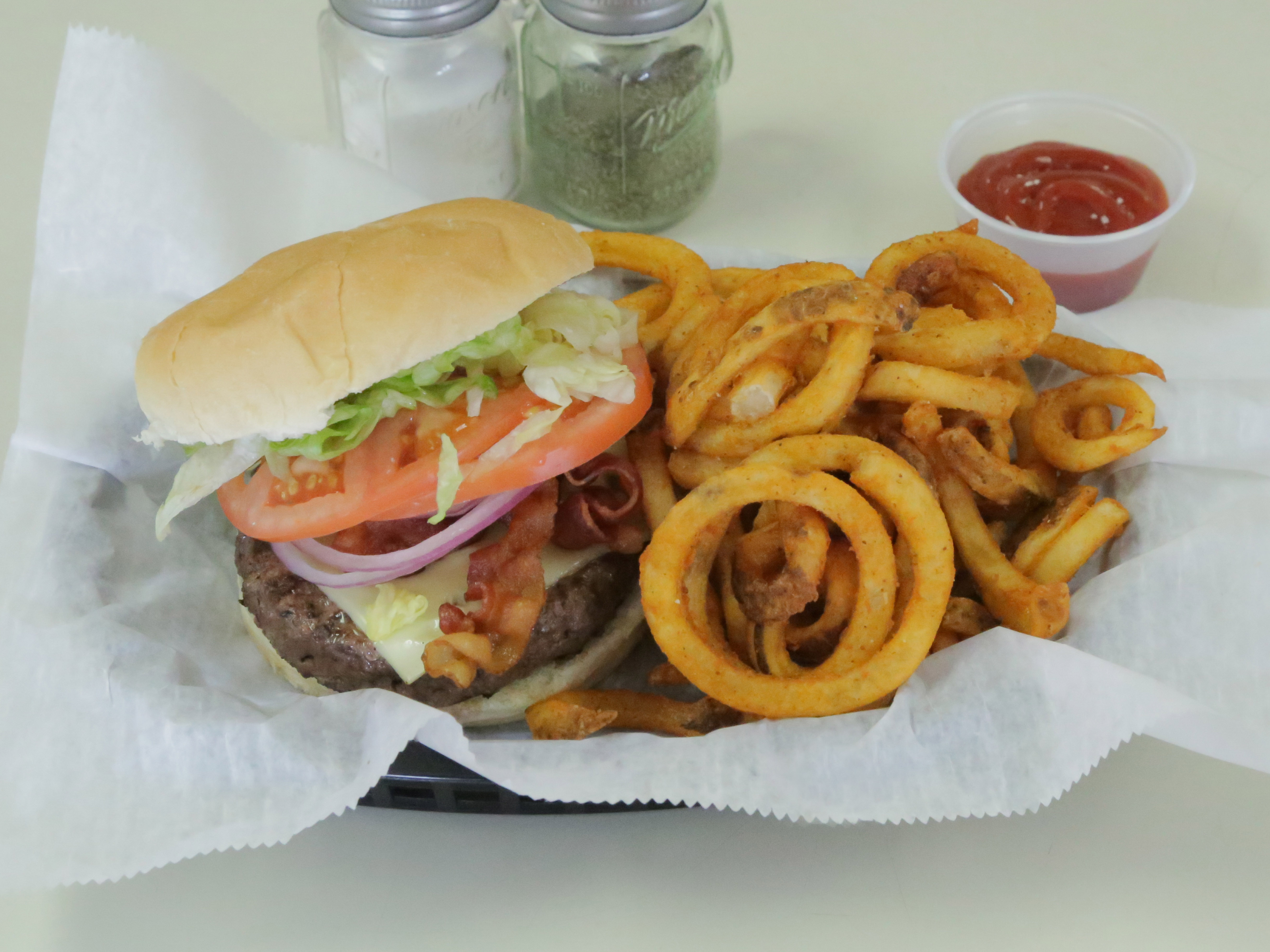 Order Bacon Cheeseburger food online from Tri-City Wings & Grill store, Newtonville on bringmethat.com