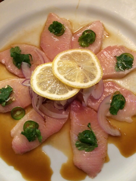 Order 65. Yellowtail Jalapeno Yuju Dressing Sashimi food online from 2 Die for Sushi store, Canoga Park on bringmethat.com
