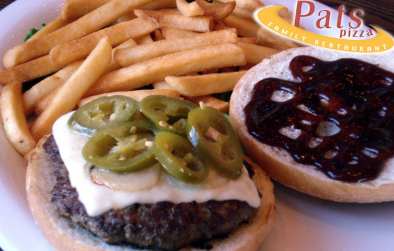 Order Texas BBQ Burger Platter food online from Pat Pizza Family Restaurant store, Wilmington on bringmethat.com