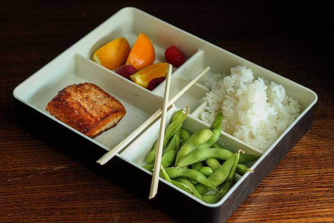 Order LITTLE BENTO BOX- SEARED SALMON food online from Blue Sushi Sake Grill store, Lexington on bringmethat.com