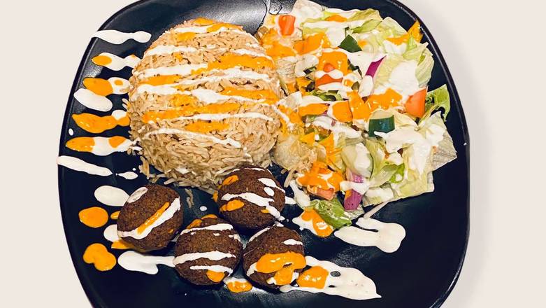 Order Falafel Over Rice food online from Salahs Halal Food store, Suffolk County on bringmethat.com