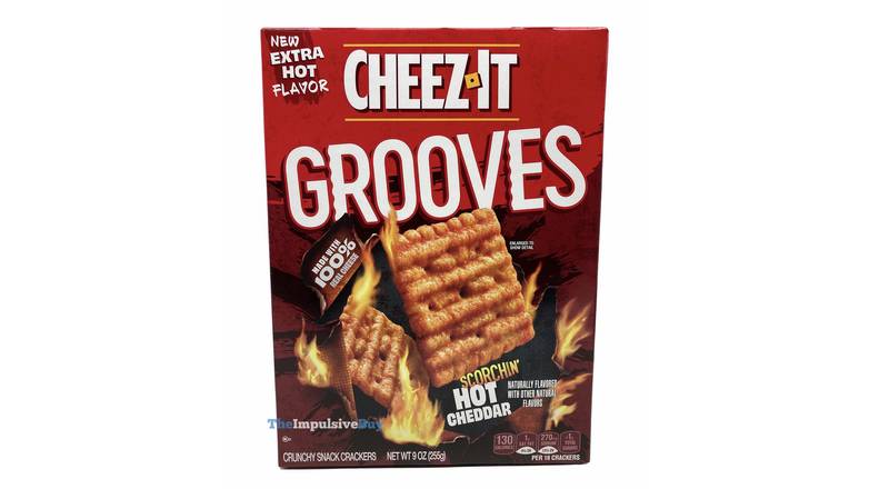Order Cheez-It Grooves Scorchinâ€™ Hot Cheddar Crackers food online from Route 7 Food Mart store, Norwalk on bringmethat.com