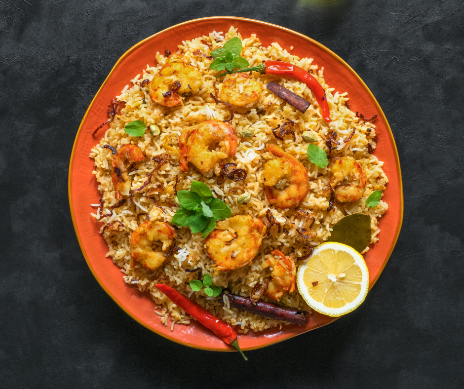 Order Shrimp Biriyani (+ Free Dessert) food online from Spices Of India Kitchen store, Irving on bringmethat.com