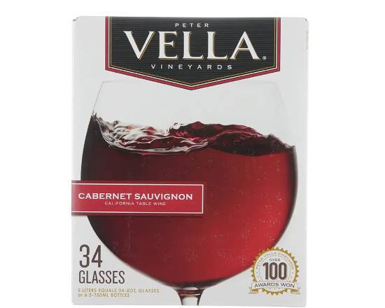 Order Peter Vella Cabernet  Sauvignon 5 Liter Box wine equals 34 glasses food online from Sousa Wines & Liquors store, Mountain View on bringmethat.com