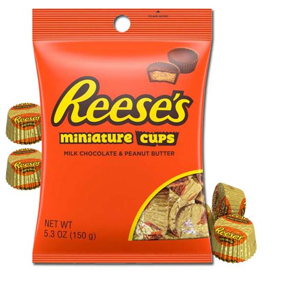 Order Reese's Mini Cups Peg Bag food online from IV Deli Mart store, Goleta on bringmethat.com