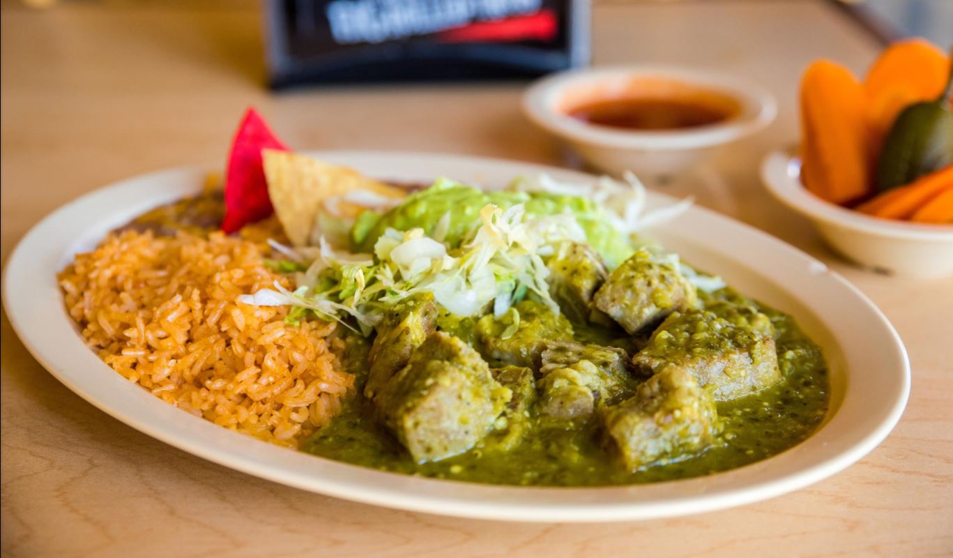 Order 14. Chile Verde Plate food online from Albert's Mexican Food store, Lakeside on bringmethat.com