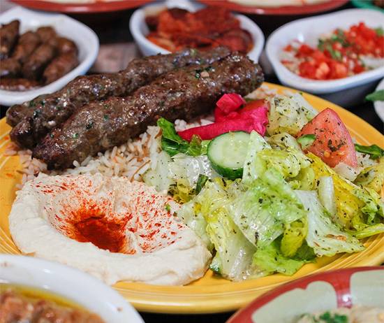 Order Beef Kefta Kebab Plate food online from Sunnin Lebanese Cafe store, Los Angeles on bringmethat.com