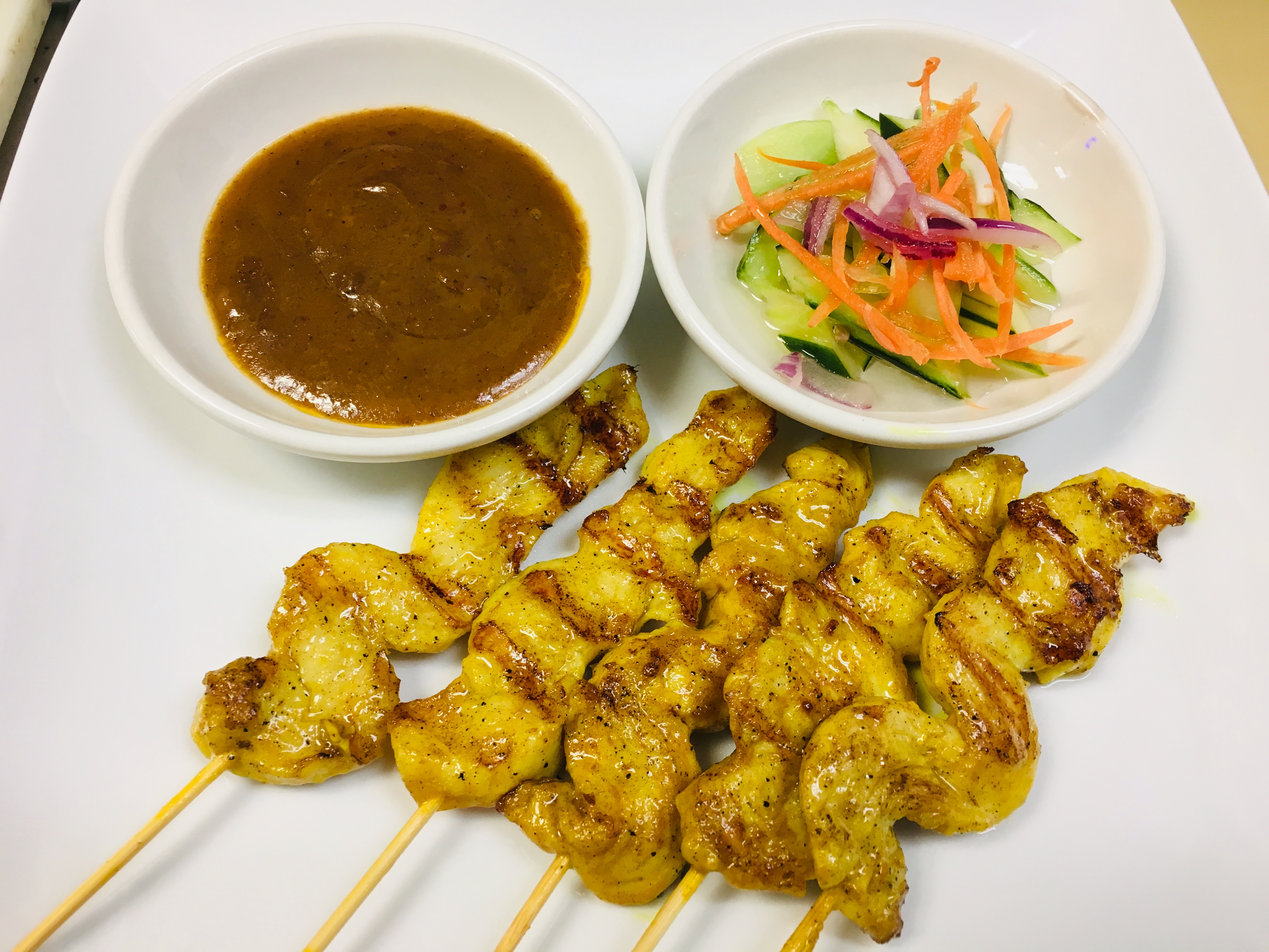 Order 7. Chicken Satay food online from Jewel of Siam Restaurant store, Orland Park on bringmethat.com