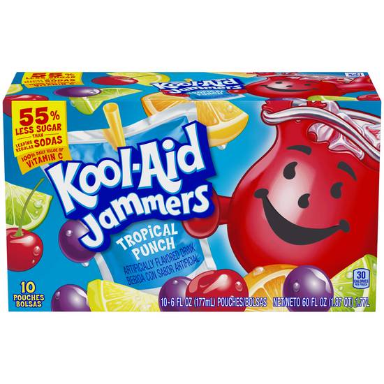 Order Kool-Aid Jammers Tropical Punch Artificially Flavored Soft Drink (10 ct) food online from Rite Aid store, NEW BEDFORD on bringmethat.com