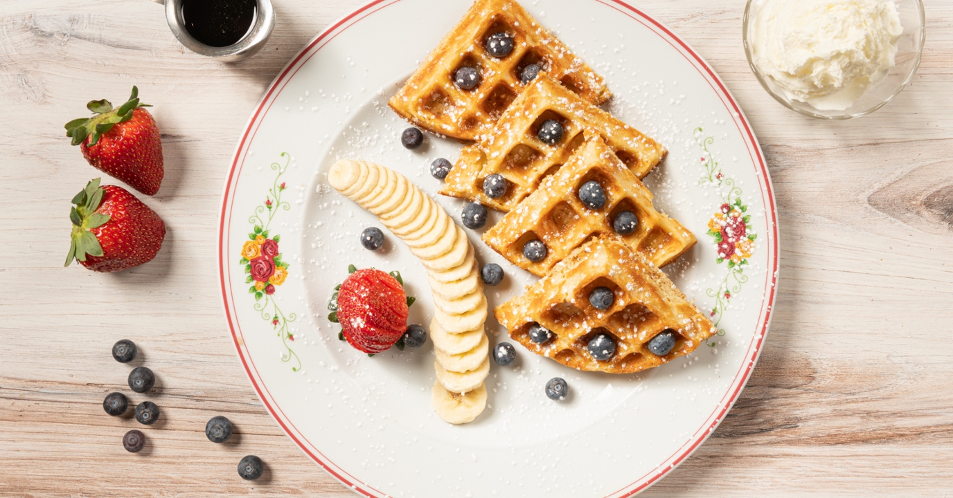 Order Breakfast Waffle food online from La Creme Cafe store, Los Angeles on bringmethat.com