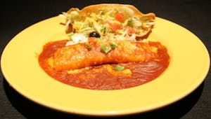 Order L. Shredded Beef Taco & Cheese Enchilada food online from Manuel Mexican Restaurant store, Chandler on bringmethat.com