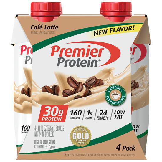 Order Premier Protein Shake 30 g CafÃ¯Â¿Â½Ã¯Â¿Â½ Latte (11 oz x 4 ct) food online from Rite Aid store, Felton on bringmethat.com